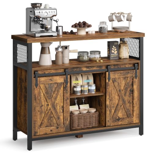 VASAGLE Buffet Cabinet, Coffee Bar with 2 Sliding Barn Doors